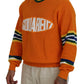 Orange Printed Long Sleeves Men Pullover Sweater