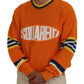 Orange Printed Long Sleeves Men Pullover Sweater