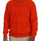 Orange Cotton Long Sleeves Men Pullover Sweater