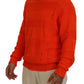 Orange Cotton Long Sleeves Men Pullover Sweater