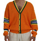 Orange Cotton Long Sleeves Men Cardigan Sweater