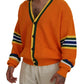 Orange Cotton Long Sleeves Men Cardigan Sweater