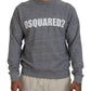 Gray Crystal Embellishment Men Pullover Sweater