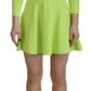 Green Viscose Long Sleeve A-line Sheath Mini Dress