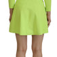 Green Viscose Long Sleeve A-line Sheath Mini Dress