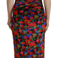 Multicolor Floral Bodycon Ruched Maxi Dress