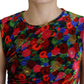 Multicolor Floral Bodycon Ruched Maxi Dress