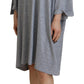 Gray Crystal Embellished Cotton Long Sleeves Dress