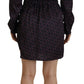 Black Logo Print Long Sleeves A-line Mini Dress