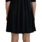 Black Acetate Short Sleeves A-line Sheath Dress