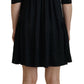 Black Acetate Short Sleeves A-line Sheath Dress
