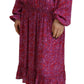 Fuchsia Stars Embellished Long Sleeves Dress