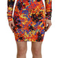 Multicolor Batik Open Belly Long Sleeves Dress