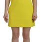 Yellow Nylon Short Sleeves Round Neck Mini Dress