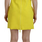 Yellow Nylon Short Sleeves Round Neck Mini Dress