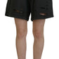 Black Cotton Mid Waist Tattered Tapered Shorts