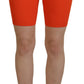 Orange Viscose Mid Waist Slim Fit Bermuda Shorts