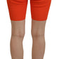 Orange Viscose Mid Waist Slim Fit Bermuda Shorts