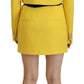 Yellow Double Breasted Mini Suit Blazer Skirt Set