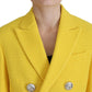 Yellow Double Breasted Mini Suit Blazer Skirt Set