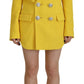 Yellow Peak Double Breasted Suit Blazer Short Set