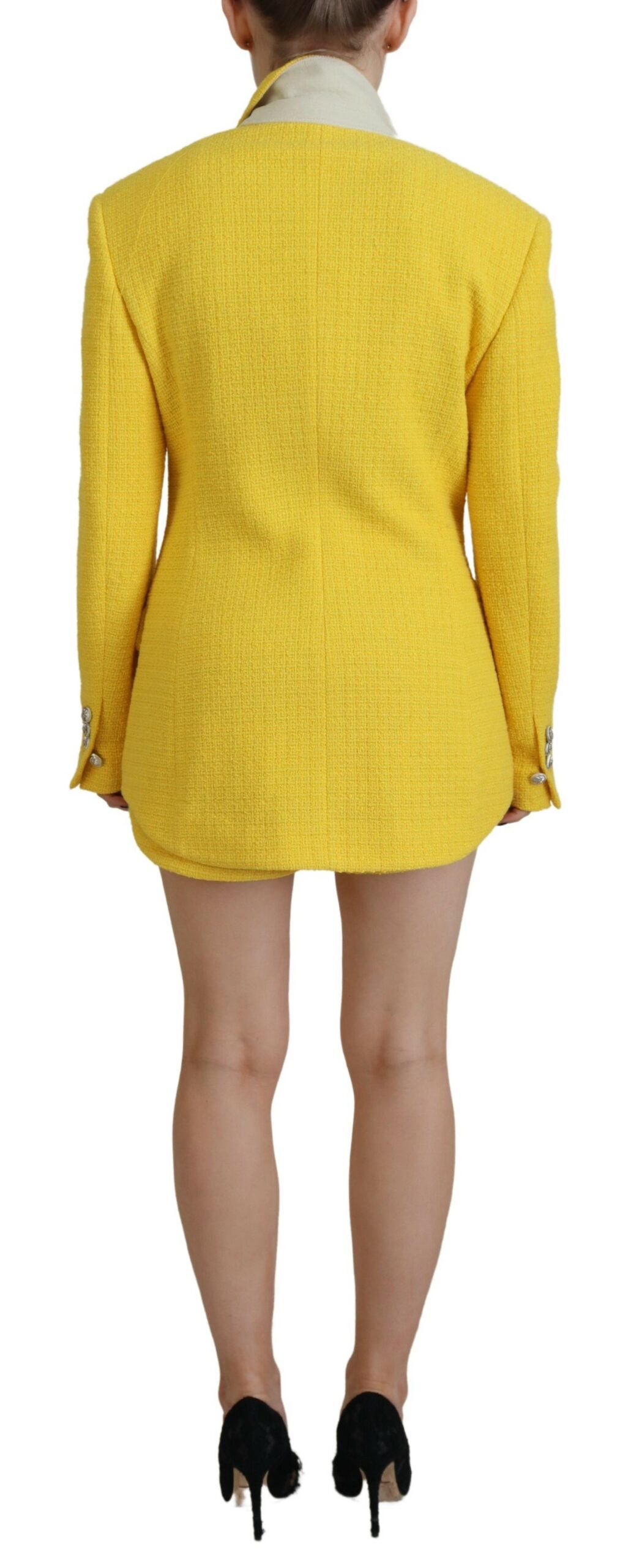 Yellow Peak Double Breasted Suit Blazer Short Set