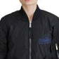 Black Logo Print Full Zip Women Bomber Jacket