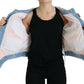 Orange Blue Panelled Button Front Denim Jacket