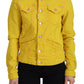 Yellow Collared Long Sleeves Denim Jacket