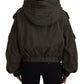 Green Cotton Hooded Cargo Button Jacket