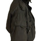 Green Cotton Hooded Cargo Button Jacket