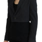 Black Cotton Cropped Button Blazer Jacket