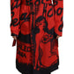 Red Printed Button Collared Desigual Coat Jacket