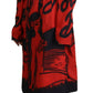 Red Printed Button Collared Desigual Coat Jacket