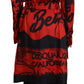 Red Printed Button Collared Desigual Coat Jacket