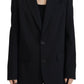 Black Flower Single Breasted Coat Blazer