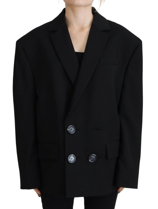 Black Double Breasted Coat Blazer Jacket