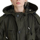 Green Hooded Full Zip Long Parka Coat Jacket