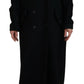 Black Double Breasted Long Coat Jacket