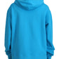 Blue Logo Print Cotton Hoodie Sweatshirt Sweater