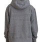 Gray Logo Print Cotton Hoodie Sweatshirt Sweater