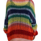 Multicolor Knitted Mohair Crewneck Pullover Sweater