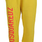 Yellow Mid Waist Logo Print Jogger Trouser Pants