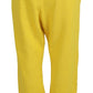 Yellow Mid Waist Logo Print Jogger Trouser Pants