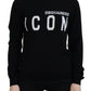 Black Virgin Wool Logo Print Long Sleeves Sweater