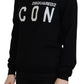 Black Virgin Wool Logo Print Long Sleeves Sweater