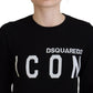 Black Virgin Wool Logo Print Long Sleeves Sweater