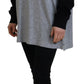 Black Gray Cotton Raglan Long Sleeves Casual Top