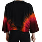 Black Cotton Tie Dye Crew Neck Casual Top