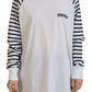 White Cotton Striped Crew Neck Short Sleeve Sweater